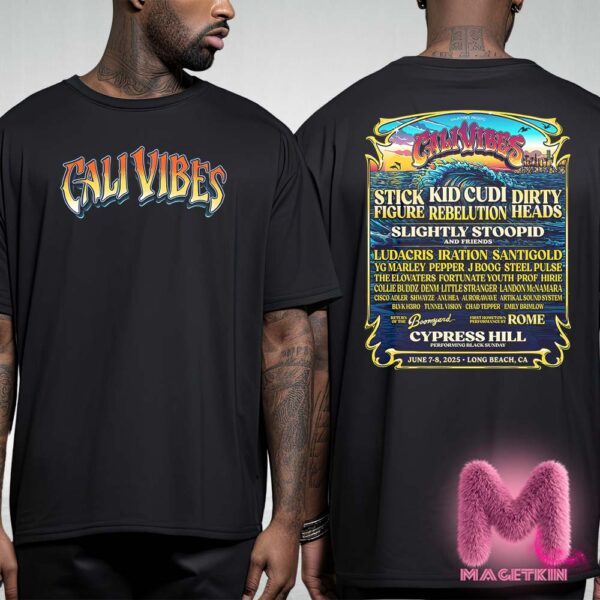 Cali Vibes Festival With Stick Figure Kid Cudi Rebelution Dirty Heads Slightly Stoopid And Friends Two Sides Unisex T-Shirt