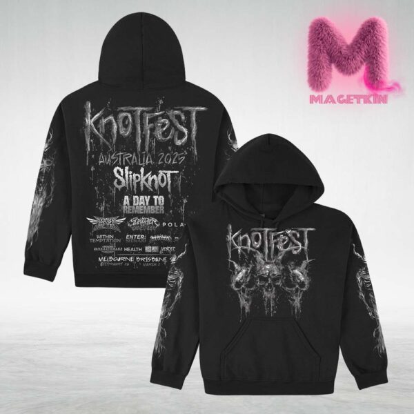 Knotfest Grey Demon Drip Skulls Black All Ove Print Hoodie