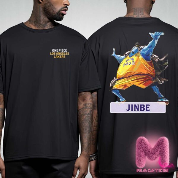 Los Angeles Lakers x One Piece Jinbe Character Poster For Game Night Collab Coming To LA In The Purple & Gold On February 28th 2025 Two Sides Unisex T-Shirt