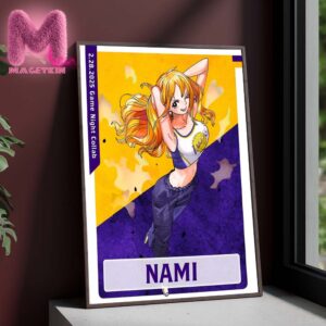 Los Angeles Lakers x One Piece Nami Character Poster For Game Night Collab Coming To LA In The Purple & Gold On February 28th 2025 Home Decor Poster Canvas