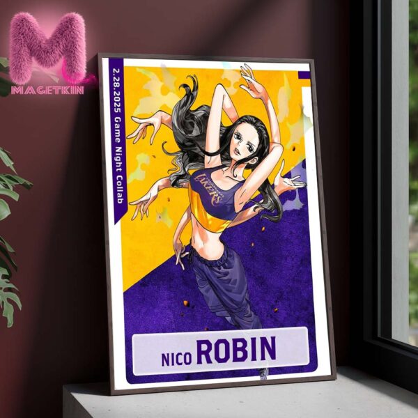 Los Angeles Lakers x One Piece Nico Robin Character Poster For Game Night Collab Coming To LA In The Purple & Gold On February 28th 2025 Home Decor Poster Canvas