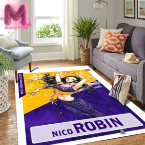 Los Angeles Lakers x One Piece Nico Robin Character Poster For Game Night Collab Coming To LA In The Purple & Gold On February 28th 2025 Rug Home Decor