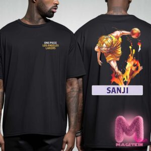 Los Angeles Lakers x One Piece Sanji Character Poster For Game Night Collab Coming To LA In The Purple & Gold On February 28th 2025 Two Sides Unisex T-Shirt