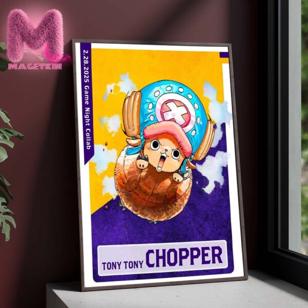 Los Angeles Lakers x One Piece Tony Tony Chopper Character Poster For Game Night Collab Coming To LA In The Purple & Gold On February 28th 2025 Home Decor Poster Canvas