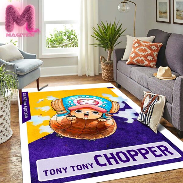 Los Angeles Lakers x One Piece Tony Tony Chopper Character Poster For Game Night Collab Coming To LA In The Purple & Gold On February 28th 2025 Rug Home Decor