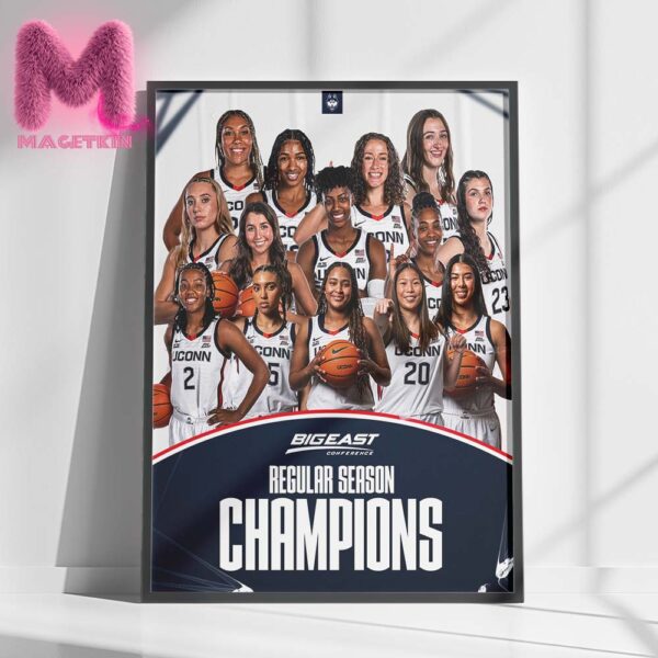 UConn Huskies Womens Basketball 2025 Big East Conference Regular Season Champions NIL Home Decor Poster Canvas