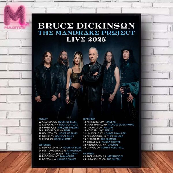 Bruce Dickinson The Mandrake Project Live Tour 2025 Schedule Date List Home Decor Poster Canvas