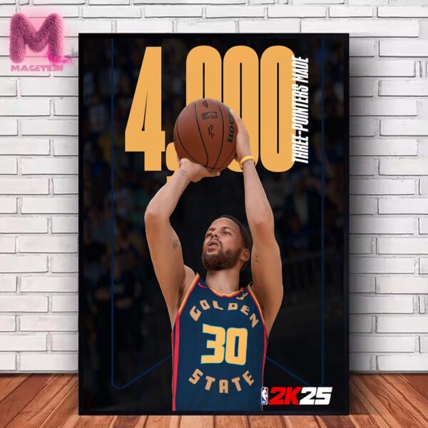 Congratulations Steph Curry Becomes The Only Player In NBA History To Hit 4000 Three Pointers Home Decor Poster Canvas